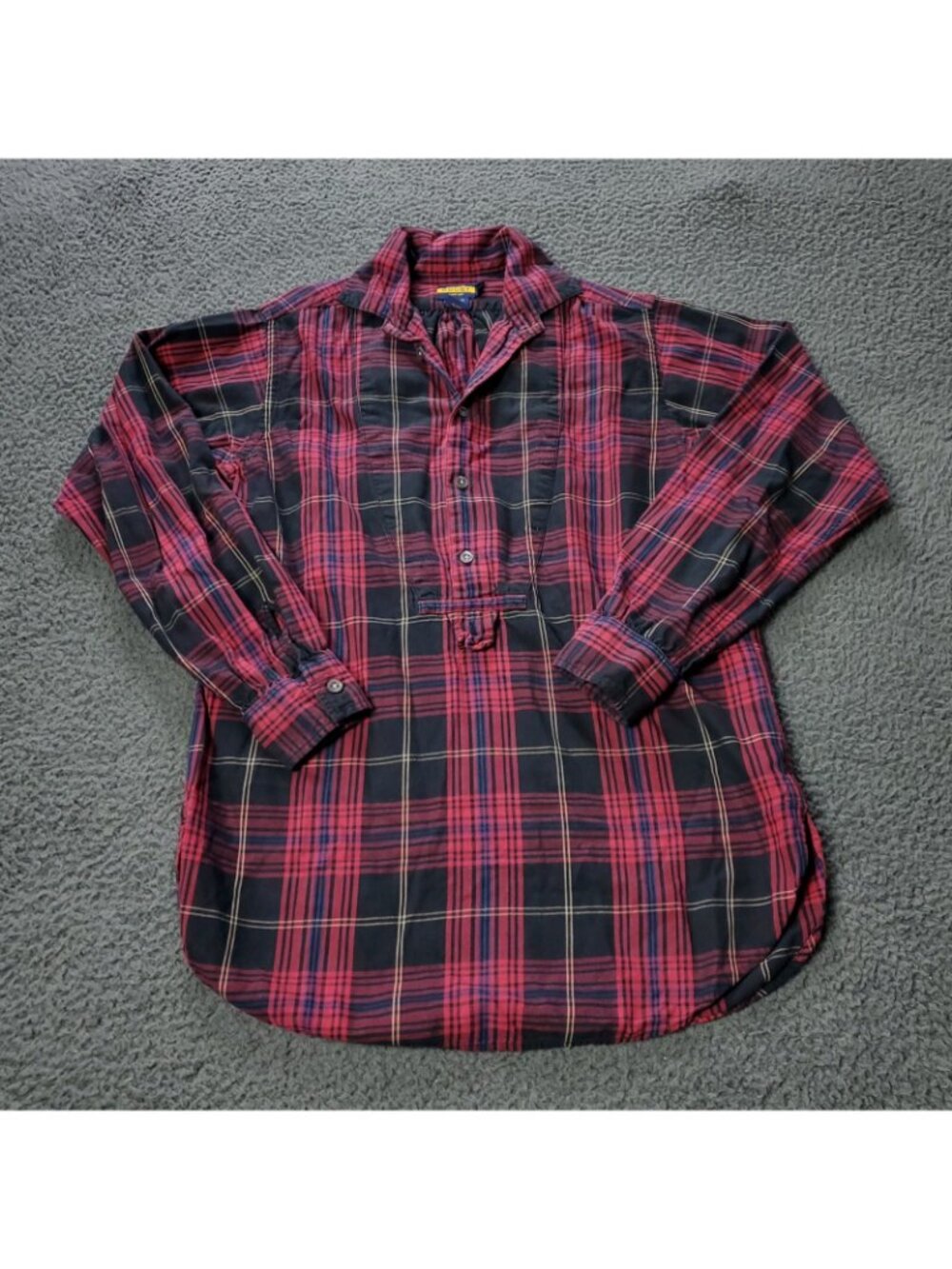 Polo Ralph Lauren Shirt Womens Size 0 Cotton Long Sleeve Red Rugby Button Plaid
